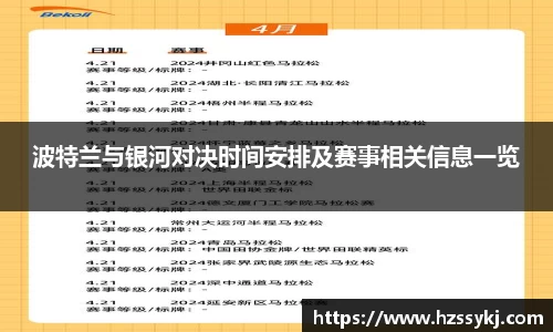 波特兰与银河对决时间安排及赛事相关信息一览